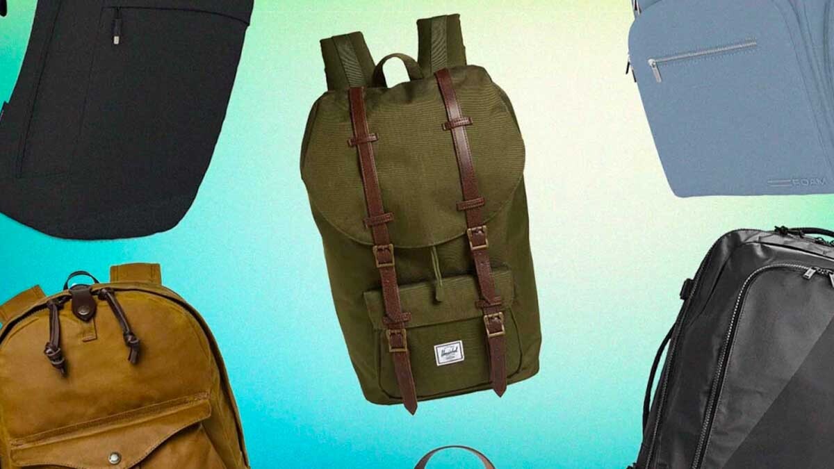 The best backpacks on a blue and green background